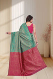 Designer Jacquard Silk Saree with Traditional Woven Floral Border