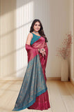 Designer Jacquard Silk Saree with Traditional Woven Floral Border