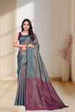 Designer Jacquard Silk Saree with Traditional Woven Floral Border
