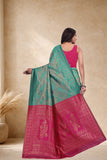 Designer Jacquard Silk Saree with Floral Woven Motifs and Contrast Pallu