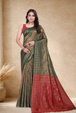 Designer Jacquard Silk Saree with Floral Woven Motifs and Contrast Pallu