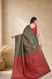 Designer Jacquard Silk Saree with Floral Woven Motifs and Contrast Pallu