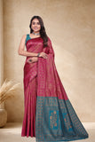 Designer Jacquard Silk Saree with Floral Woven Motifs and Contrast Pallu