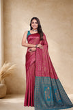 Designer Jacquard Silk Saree with Floral Woven Motifs and Contrast Pallu