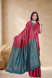 Designer Jacquard Silk Saree with Floral Woven Motifs and Contrast Pallu