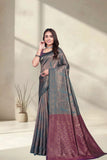 Designer Jacquard Silk Saree with Geometric Woven Pattern and Contrast Pallu