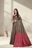Designer Jacquard Silk Saree with Geometric Woven Pattern and Contrast Pallu
