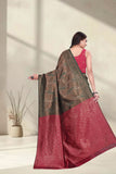 Designer Jacquard Silk Saree with Geometric Woven Pattern and Contrast Pallu