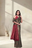 Designer Jacquard Silk Saree with Geometric Woven Pattern and Contrast Pallu