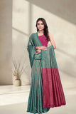 Designer Jacquard Silk Saree with Geometric Woven Pattern and Contrast Pallu