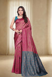Traditional Woven Silk Saree with Brocade Border and Contrast Pallu