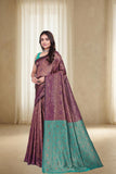 Traditional Woven Silk Saree with Brocade Border and Contrast Pallu