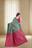 Traditional Woven Silk Saree with Brocade Border and Contrast Pallu