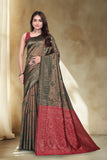 Elegant Jacquard Silk Saree with Floral Woven Design