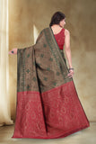Elegant Jacquard Silk Saree with Floral Woven Design