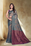 Elegant Jacquard Silk Saree with Floral Woven Design