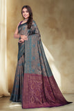 Elegant Jacquard Silk Saree with Floral Woven Design