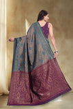 Elegant Jacquard Silk Saree with Floral Woven Design
