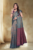 Elegant Jacquard Silk Saree with Floral Woven Design