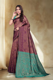 Elegant Jacquard Silk Saree with Floral Woven Design