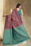 Elegant Jacquard Silk Saree with Floral Woven Design