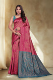 Elegant Jacquard Silk Saree with Floral Woven Design