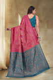 Elegant Jacquard Silk Saree with Floral Woven Design