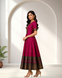 Traditional Ethnic Flared Anarkali Dress with Printed Border
