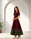 Traditional Ethnic Flared Anarkali Dress with Printed Border