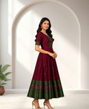 Traditional Ethnic Flared Anarkali Dress with Printed Border