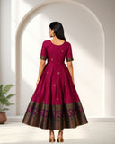Traditional Ethnic Flared Anarkali Dress with Printed Border