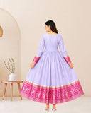 Women’s Anarkali Gown with Peacock Print Border