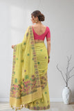 Floral Embroidered Designer Saree with Tassel Border