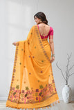 Floral Embroidered Designer Saree with Tassel Border
