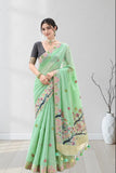 Floral Embroidered Designer Saree with Tassel Border