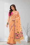 Floral Embroidered Designer Saree with Tassel Border