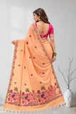 Floral Embroidered Designer Saree with Tassel Border