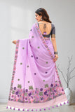Floral Embroidered Designer Saree with Tassel Border