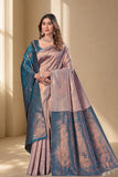 Traditional Jacquard Silk Saree with Woven Floral Motifs and Designer Border