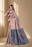 Traditional Jacquard Silk Saree with Woven Floral Motifs and Designer Border