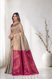 Traditional Jacquard Silk Saree with Woven Floral Motifs and Designer Border