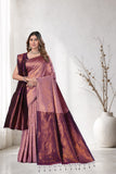 Traditional Jacquard Silk Saree with Woven Floral Motifs and Designer Border