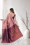 Traditional Jacquard Silk Saree with Woven Floral Motifs and Designer Border