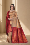 Traditional Jacquard Silk Saree with Woven Floral Motifs and Designer Border