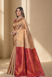 Traditional Jacquard Silk Saree with Woven Floral Motifs and Designer Border
