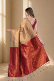 Traditional Jacquard Silk Saree with Woven Floral Motifs and Designer Border