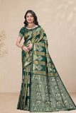 Traditional Jacquard Silk Saree with Elephant Motif and Woven Border