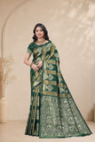 Traditional Jacquard Silk Saree with Elephant Motif and Woven Border
