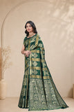 Traditional Jacquard Silk Saree with Elephant Motif and Woven Border