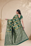 Traditional Jacquard Silk Saree with Elephant Motif and Woven Border